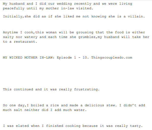 MY WICKED MOTHER IN-LAW: (Episode 1 – 10) by Mezuo 