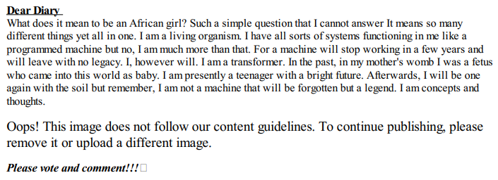 Dear Diary I Am An African Girl By Tetekie