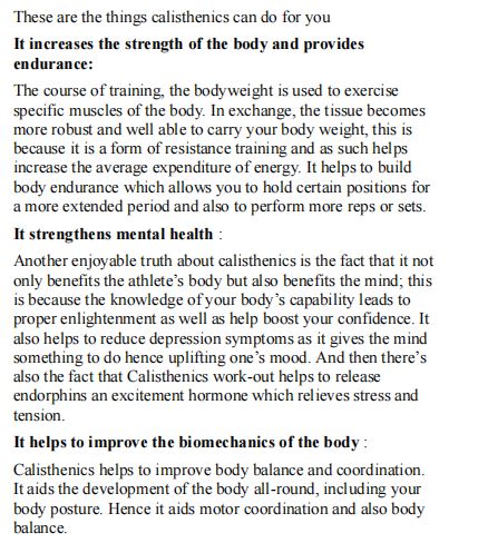 CALISTHENICS FOR BEGINNERS by Richard Anthony