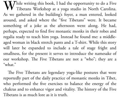 The five Tibetans yoga workshop by W Susan