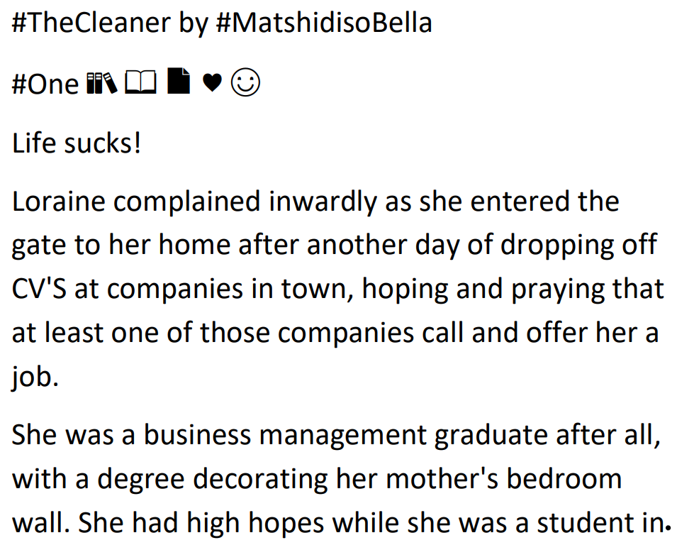 The Cleaner by Matshidiso Bella 